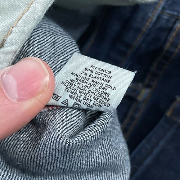 VINTAGE Gap Jeans Womens 16 Blue Bootcut Mid Rise Dark Wash Stretch Denim - Picture 12 of 13